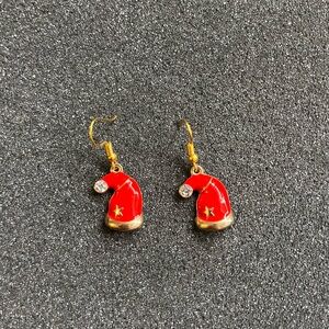 Red Santa hat earrings $10